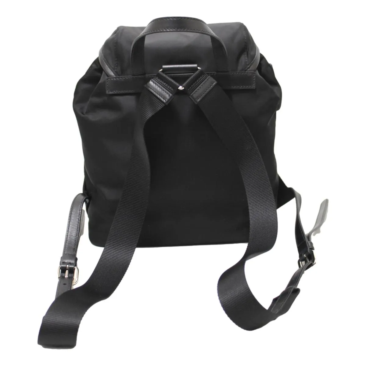 Prada Black Tessuto Nylon Soft Calf Leather Adjustable Backpack 1BZ677