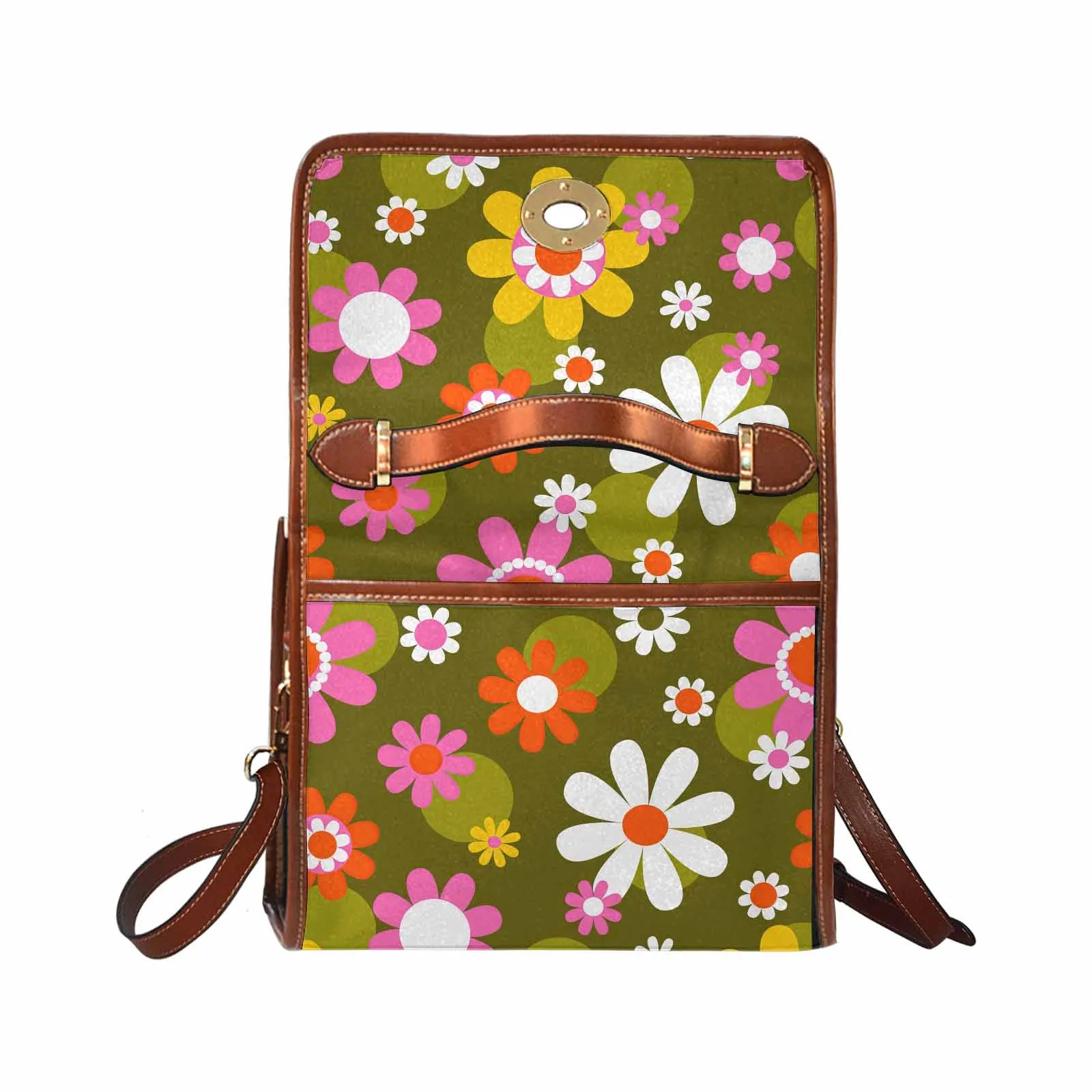 Retro Groovy Hippie Daisy Top Handle Satchel