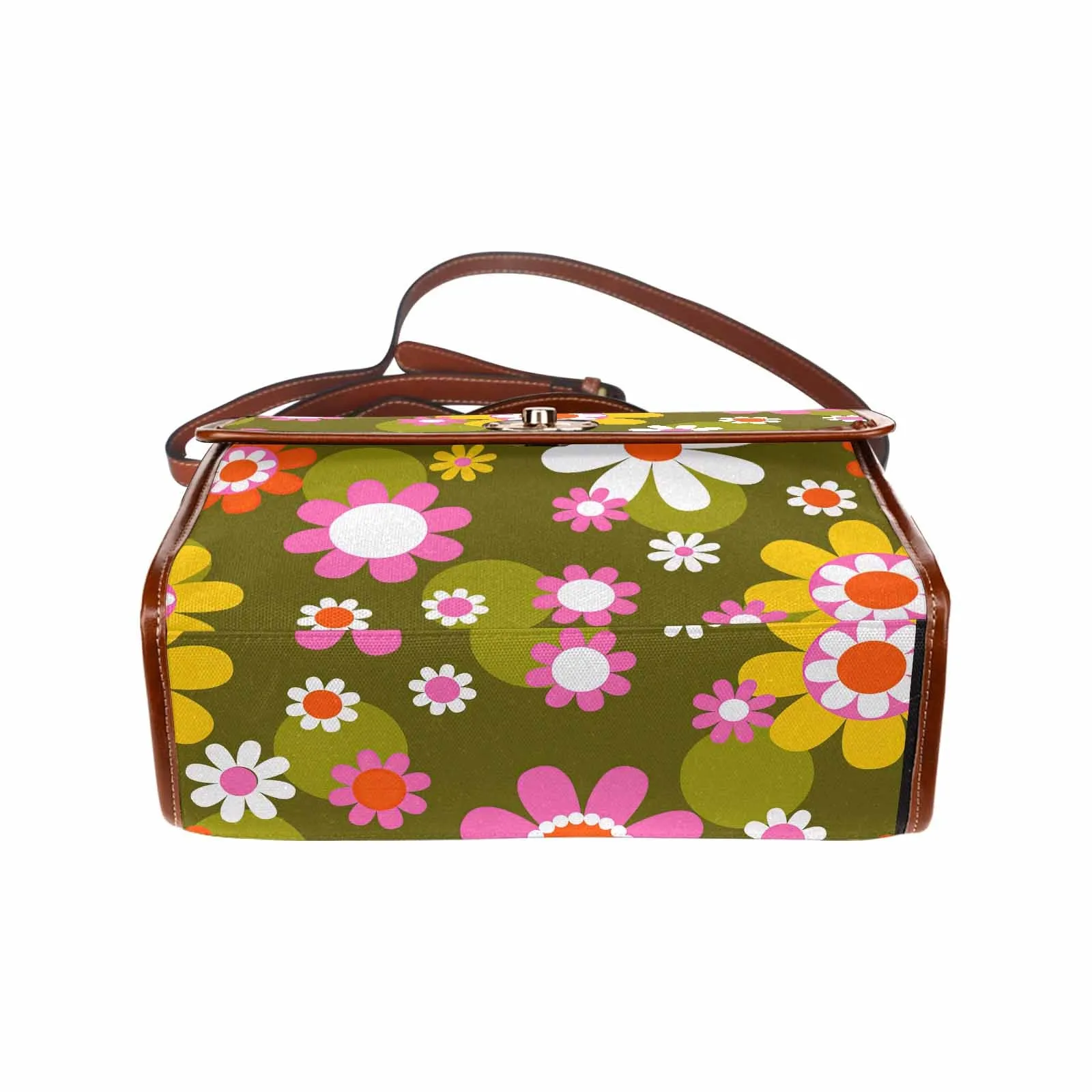 Retro Groovy Hippie Daisy Top Handle Satchel