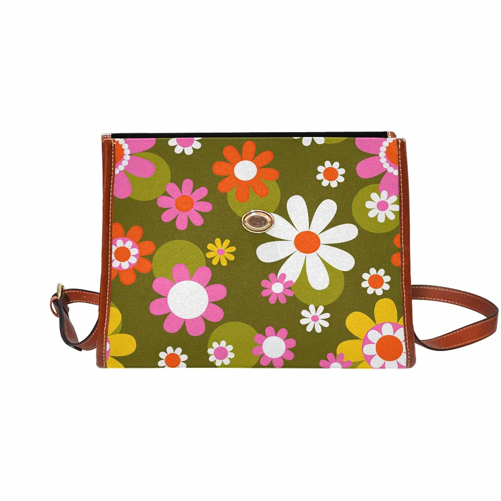 Retro Groovy Hippie Daisy Top Handle Satchel