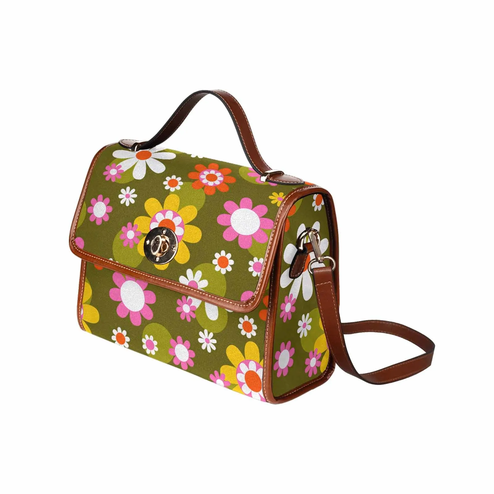 Retro Groovy Hippie Daisy Top Handle Satchel