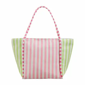 Striped Cooler Tote - Pink & Green