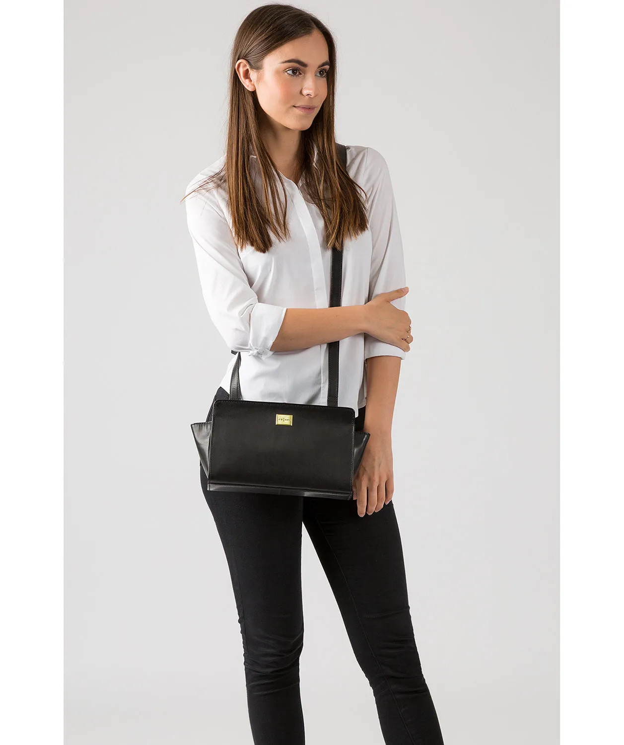 'Valentina' Italian-Inspired Black Cross Body Bag